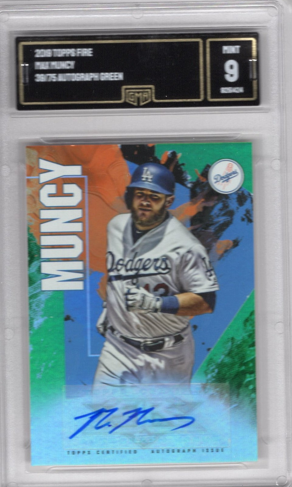 2019 TOPPS FIRE MAX MUNCY GREEN AUTOGRAPH 39/75