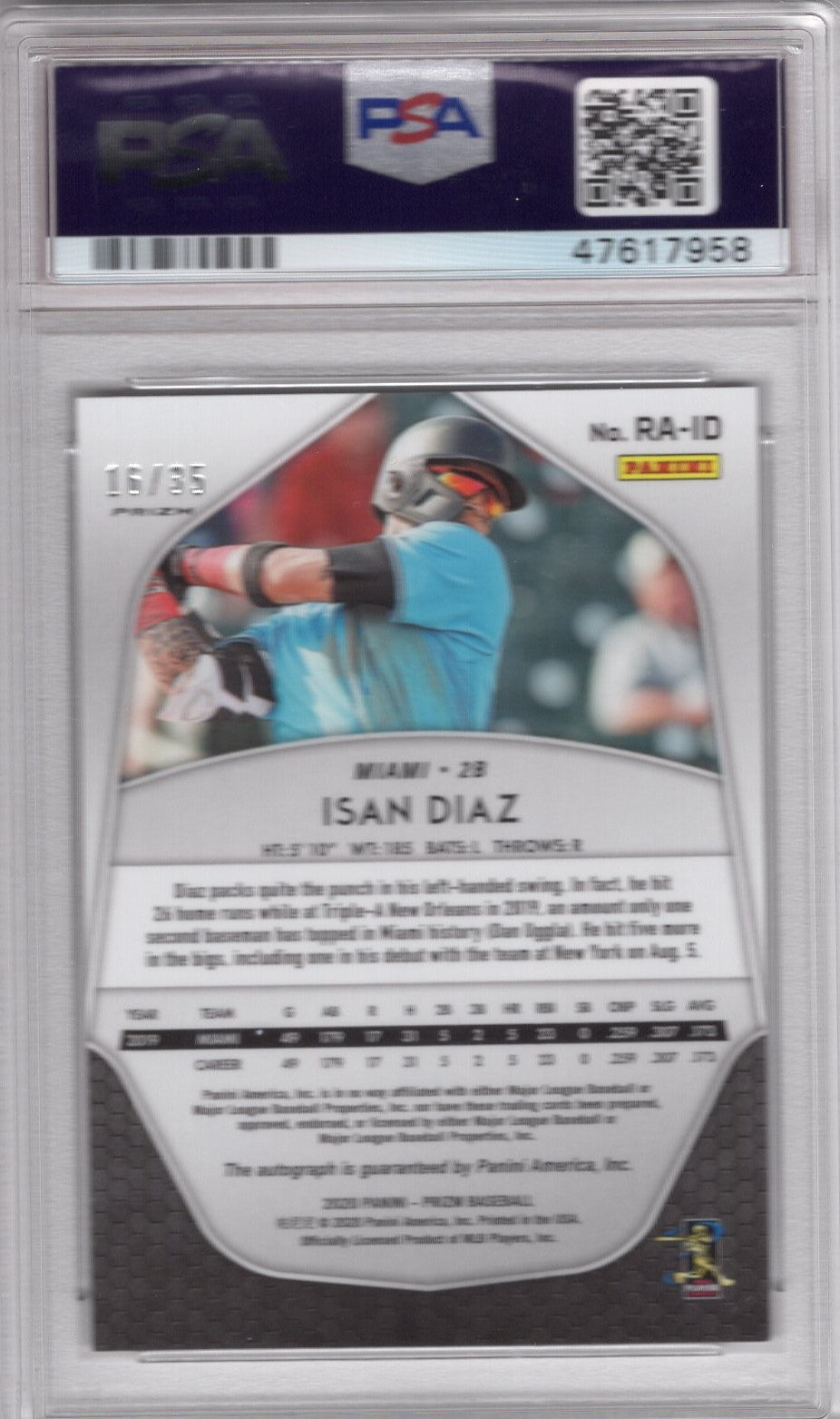 2020 PANINI PRIZM ISAN DIAZ SNAKE SKIN 16/35 PRIZM MINT 9/10 AUTO