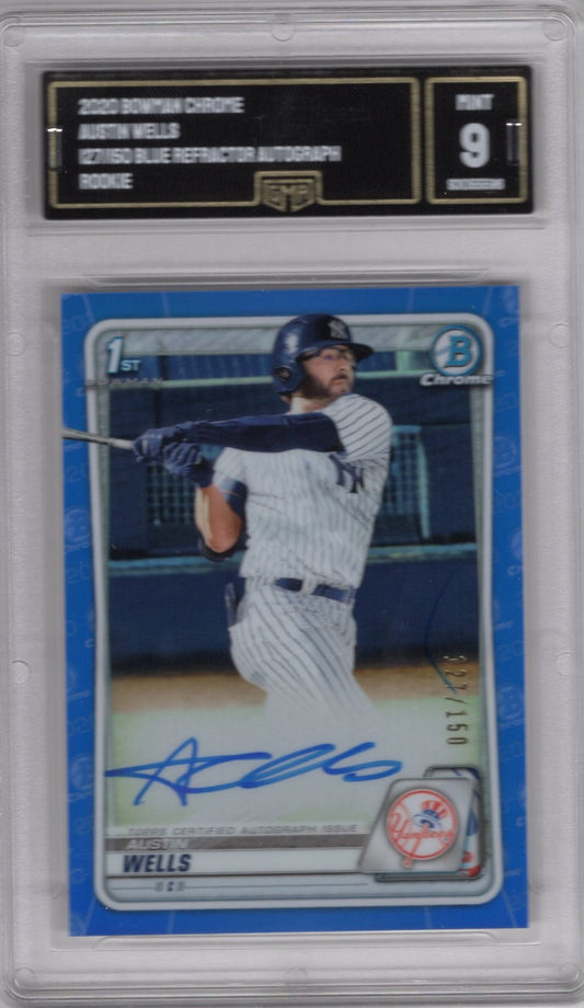 2020 bowman chrome Austin wells blue refractor autograph 127/150 1st bowman