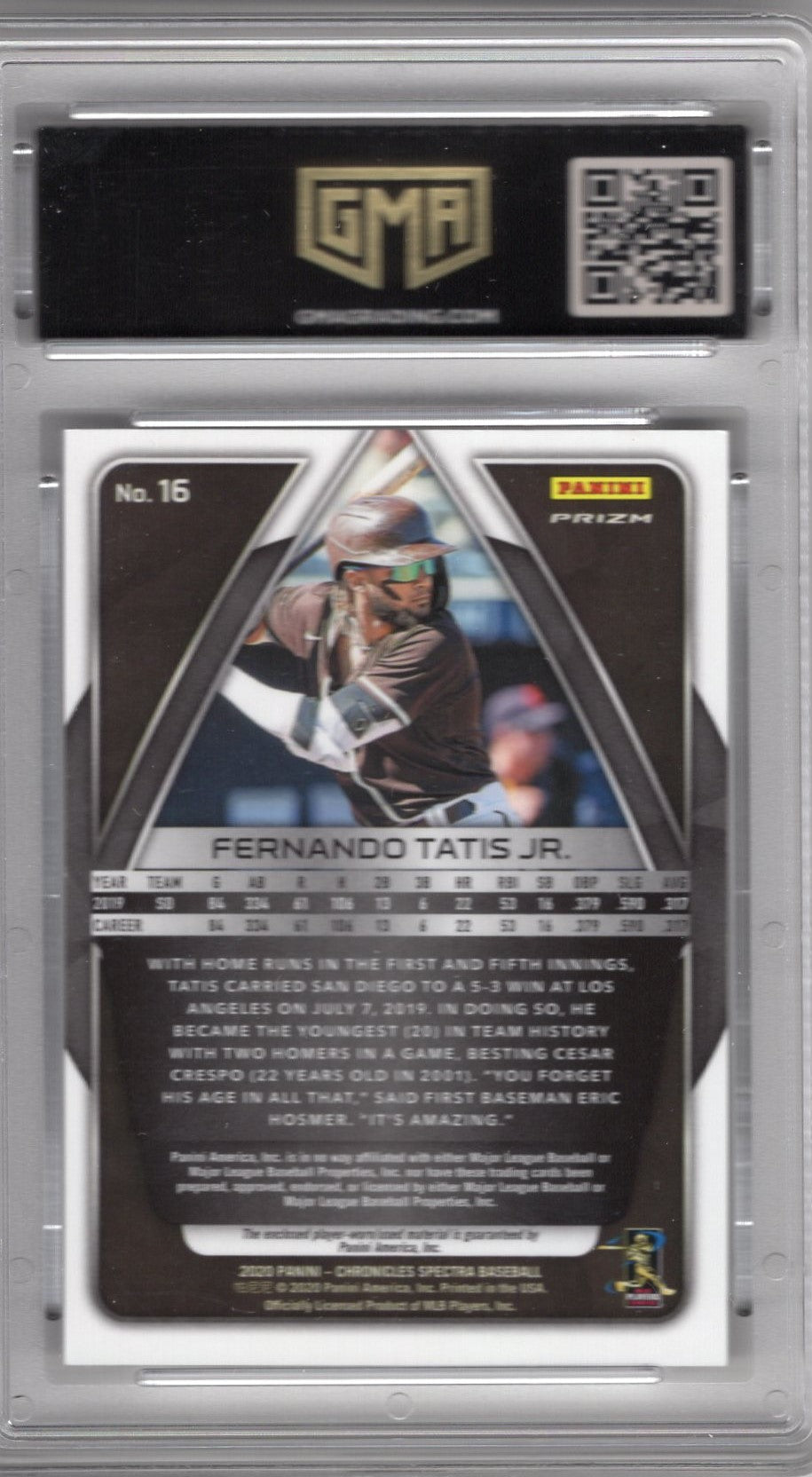 2020 CHRONICLES SPECTRA FERNANDO TATIS JR. #16 JERSEY SILVER PRIZM